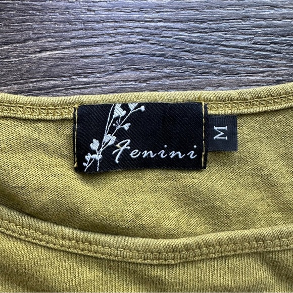 Fenini Women's Olive Green Asymmetrical Tunic Top Laganlook boho - Picture 2 of 6